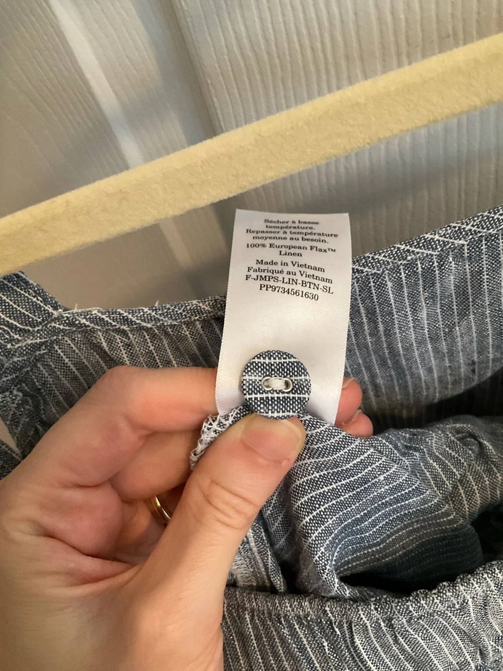 Everlane The Linen Side-Button Jumpsuit - Blue White Stripe - 00